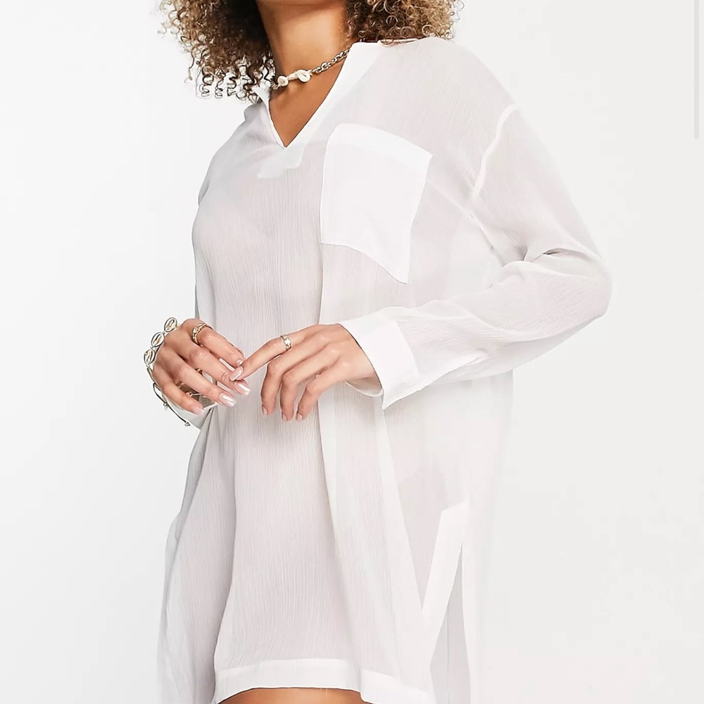 NEVER WORN, ASOS White Beach Shirt Coverup